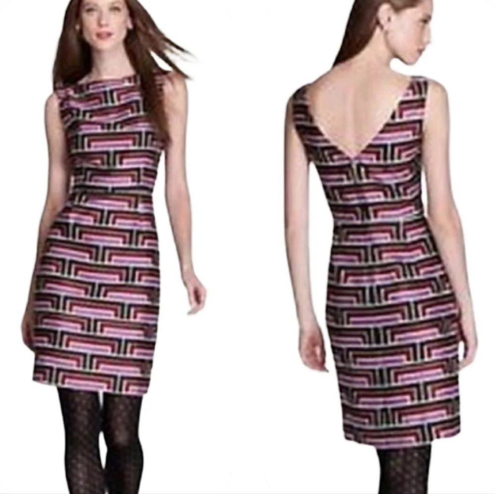 KATE SPADE Florence Broadhurst Sleeveless Geometric Print Silk Blend Dress Sz 0